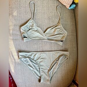Vince Camuto Wrap Bikini Top with Bottom Olive Medium